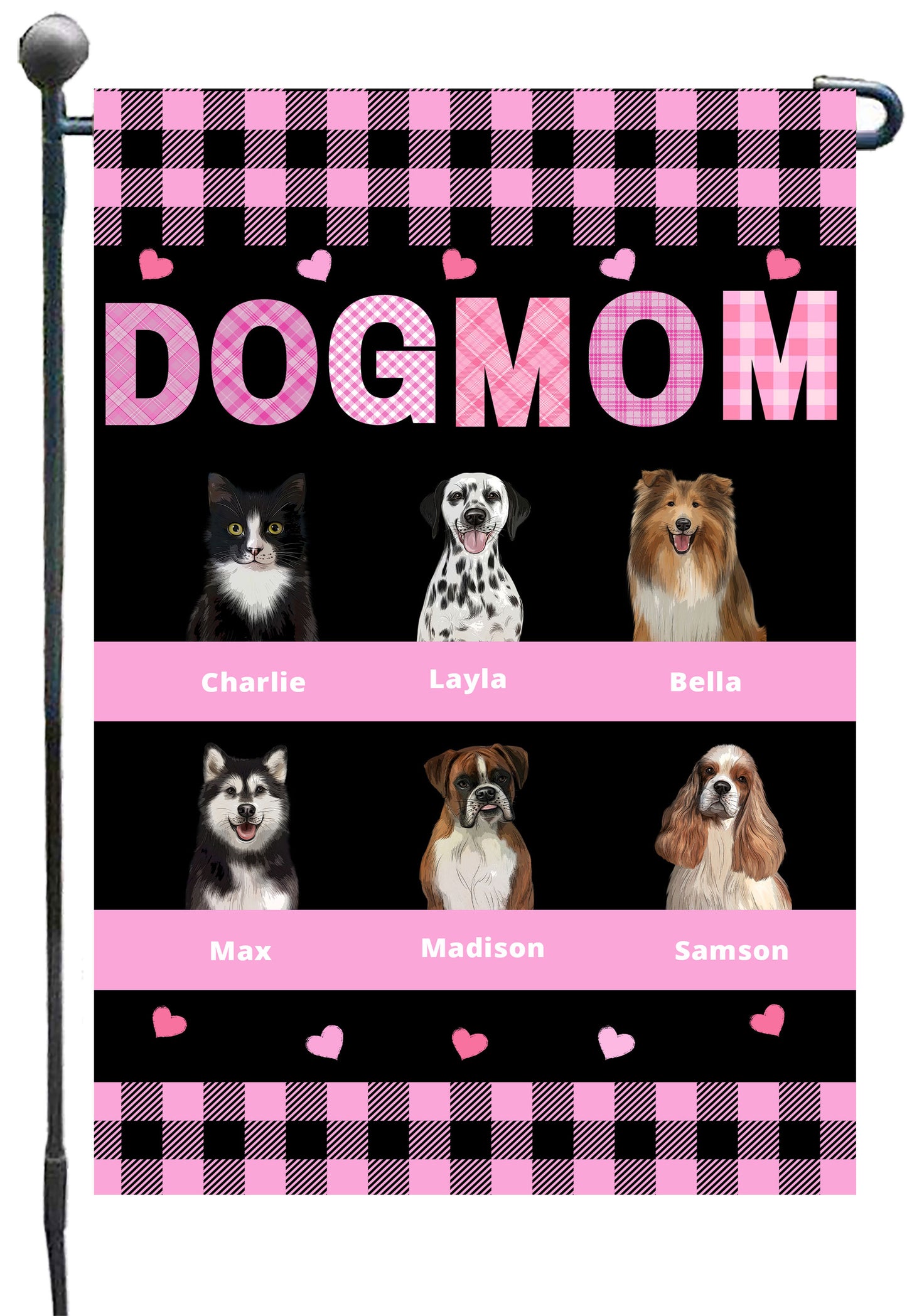 Personalized Dog Cat Pet MOM Garden Flag 1-10 pets