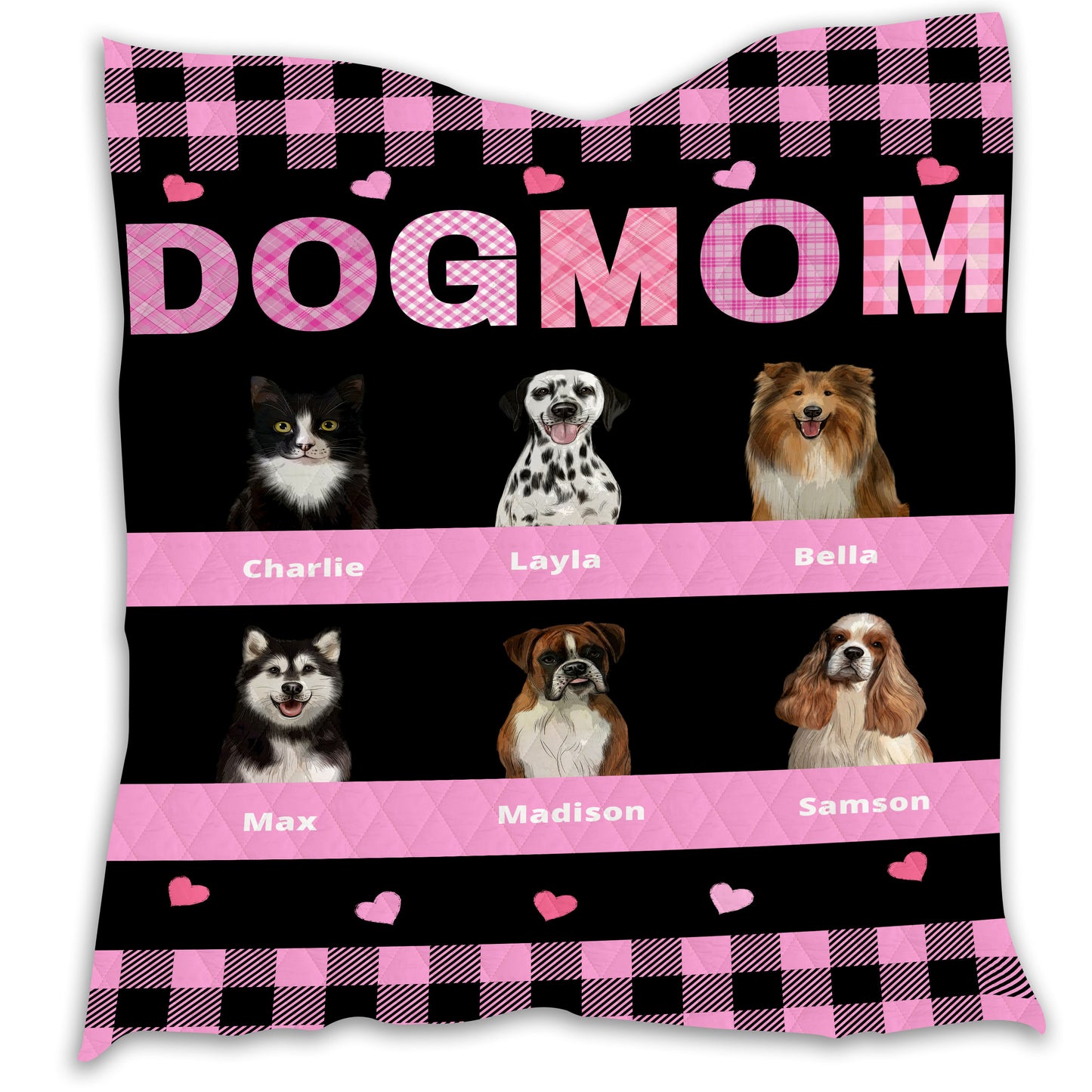 Personalized Dog Cat Pet Mom Quilt 1-10 Pets