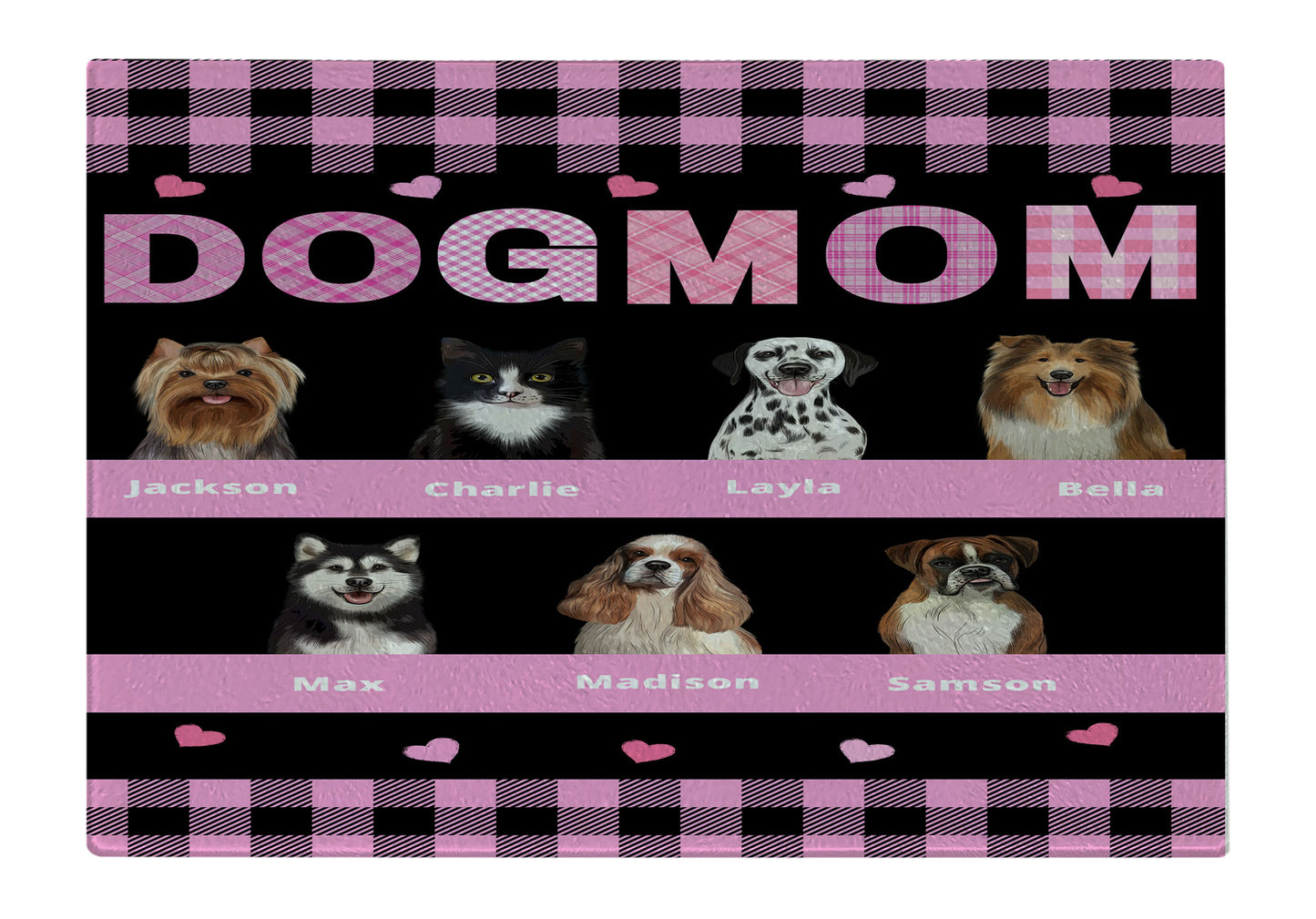 Personalized Dog MOM Cutting Board 1 to 10 Pets