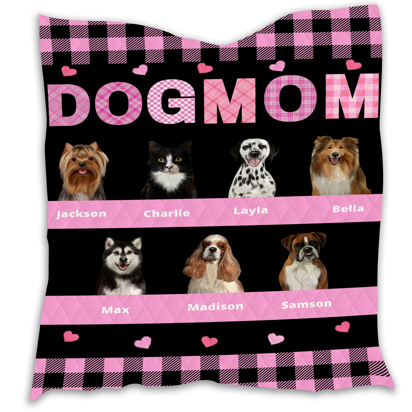 Personalized Dog Cat Pet Mom Quilt 1-10 Pets
