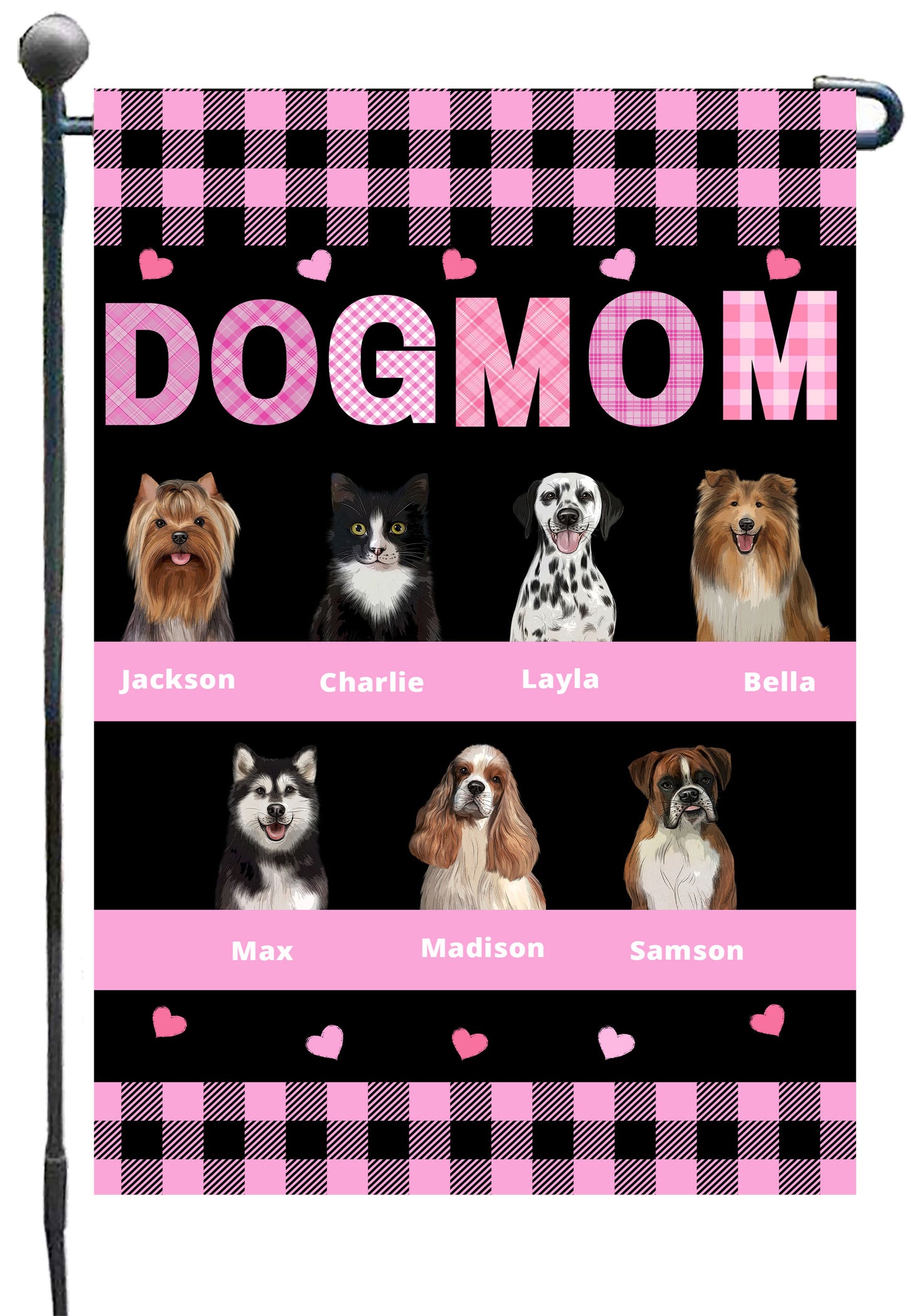Personalized Dog Cat Pet MOM Garden Flag 1-10 pets