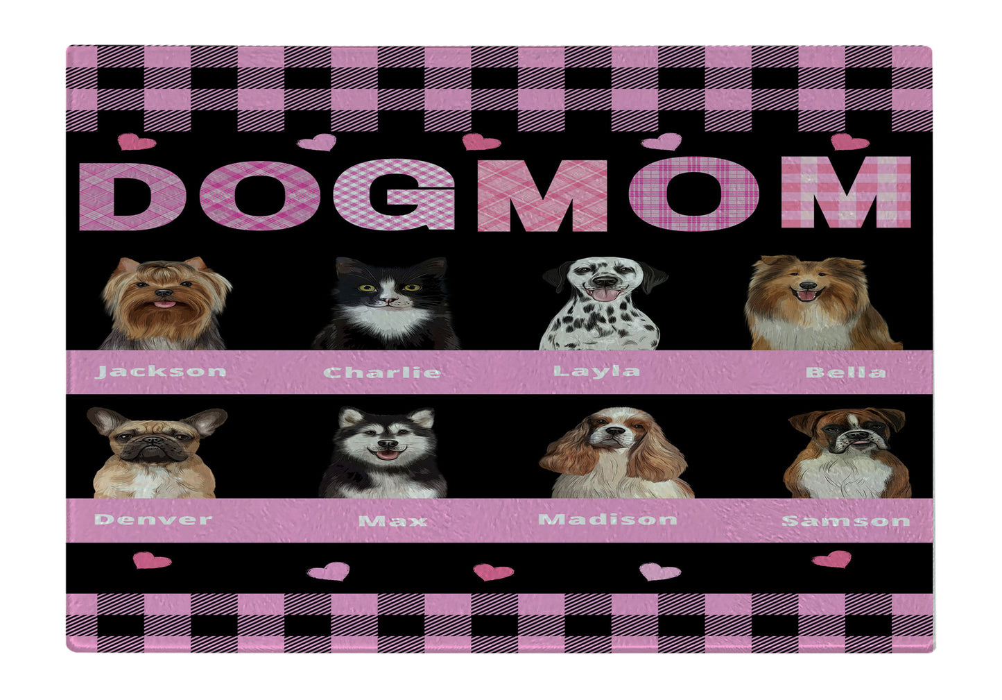 Personalized Dog MOM Cutting Board 1 to 10 Pets
