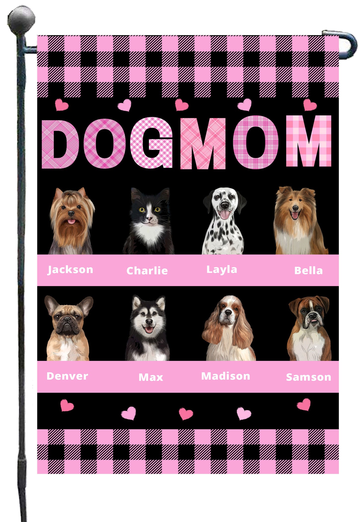 Personalized Dog Cat Pet MOM Garden Flag 1-10 pets