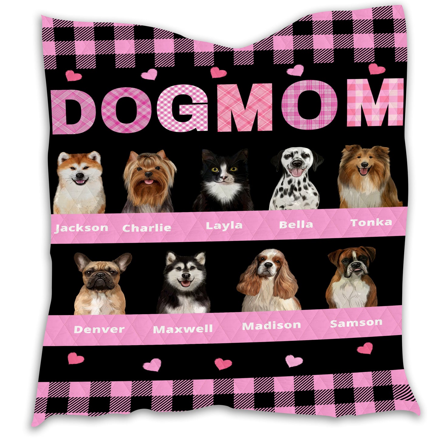 Personalized Dog Cat Pet Mom Quilt 1-10 Pets