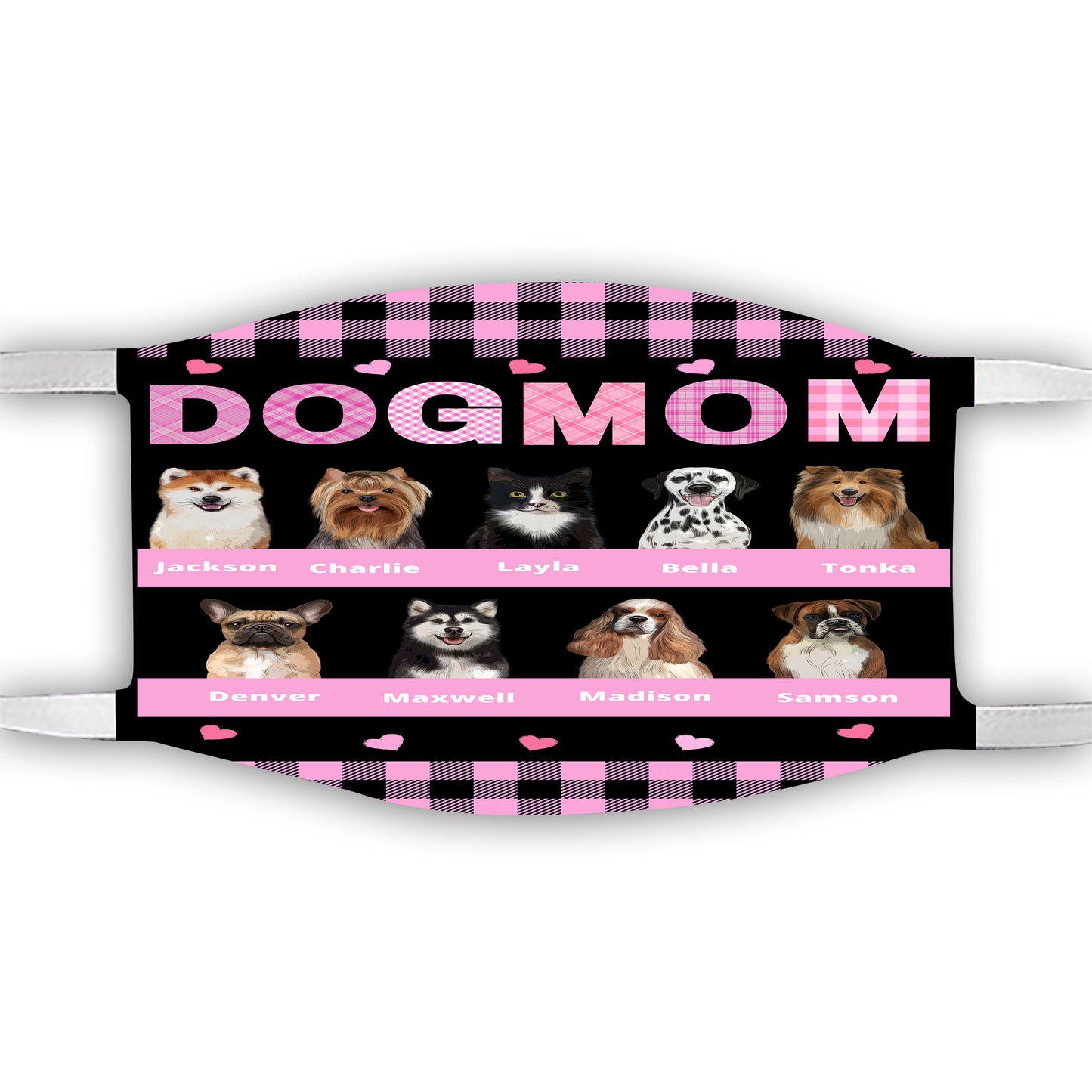 Personalized Dog Cat Pet Mom Face Mask 1-10 Pets