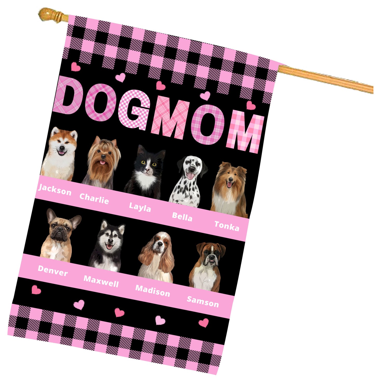 Personalized Dog MOM House Flag