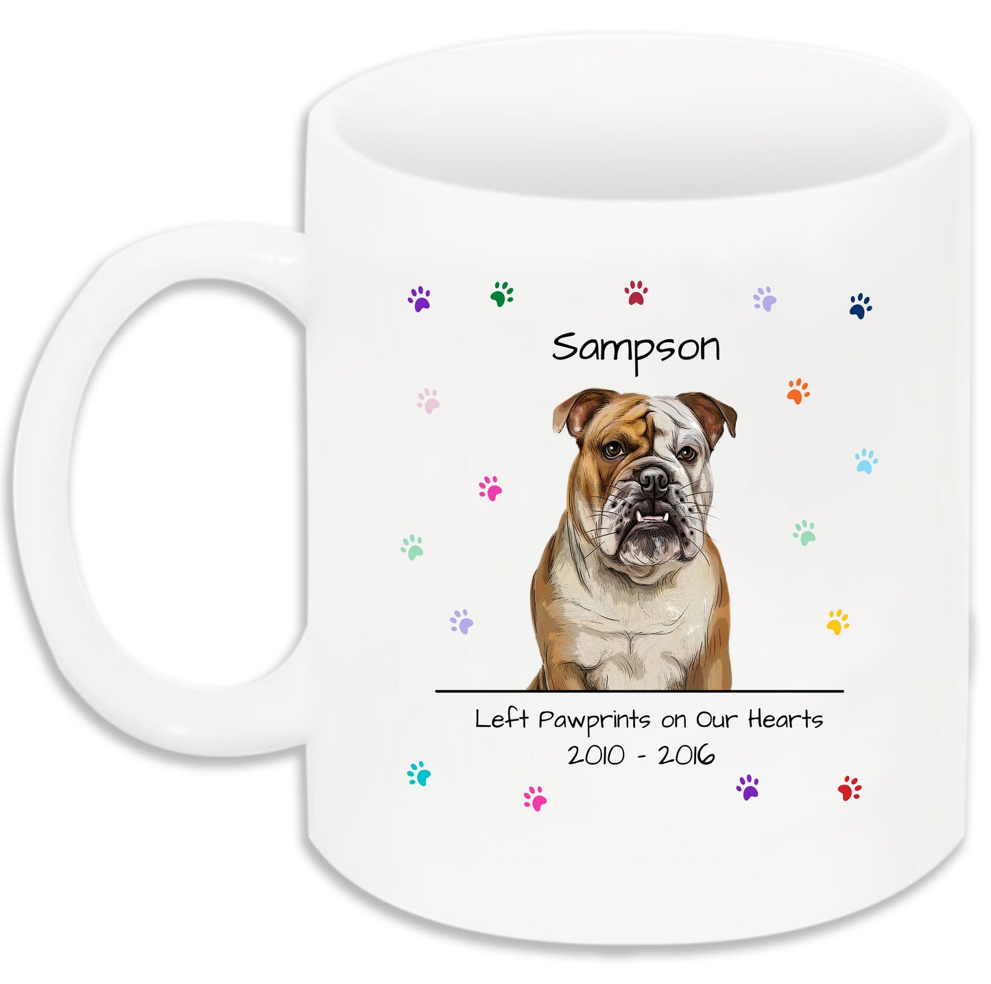 Personalized Rainbow Pawprint Memorial 11 OZ Coffee Mug