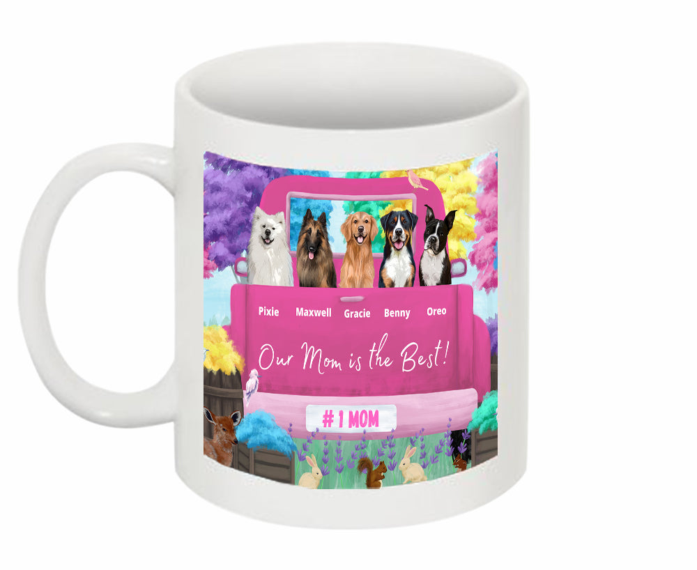 Personalized Pink Truck 11 OZ Coffee Mug 1 to 5 Pets