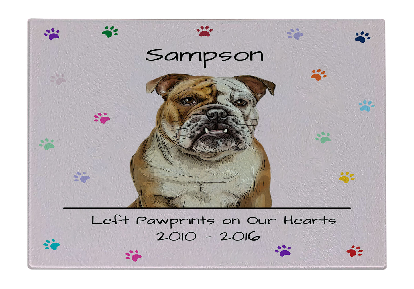 Personalized Rainbow Pawprint Memorial Cutting Board
