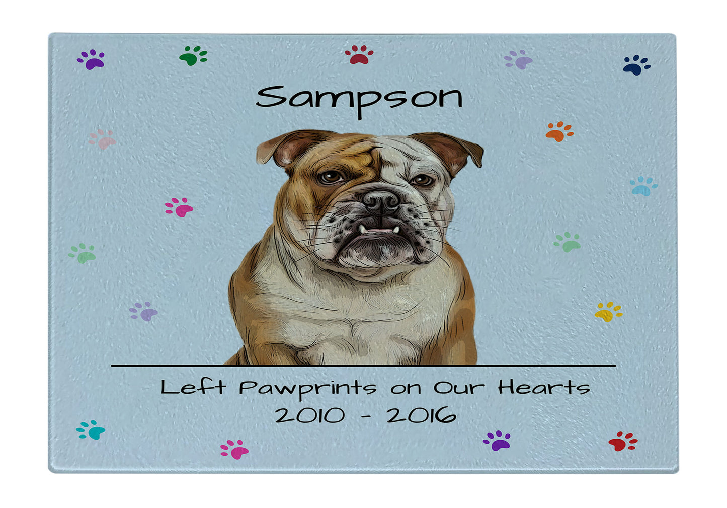 Personalized Rainbow Pawprint Memorial Cutting Board