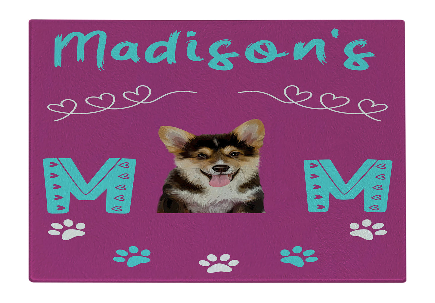 Personalized Mom's Dog Cat Pets Paw Print Cutting Board