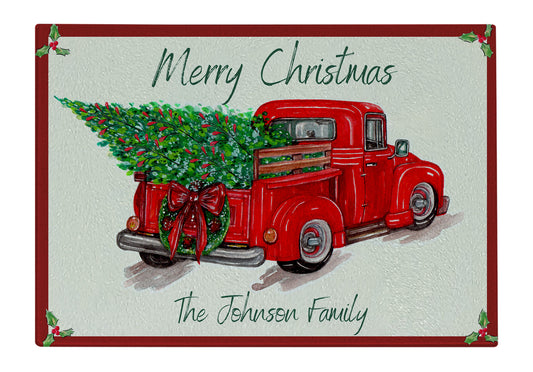 Personalized Christmas Card Glass Cutting Board