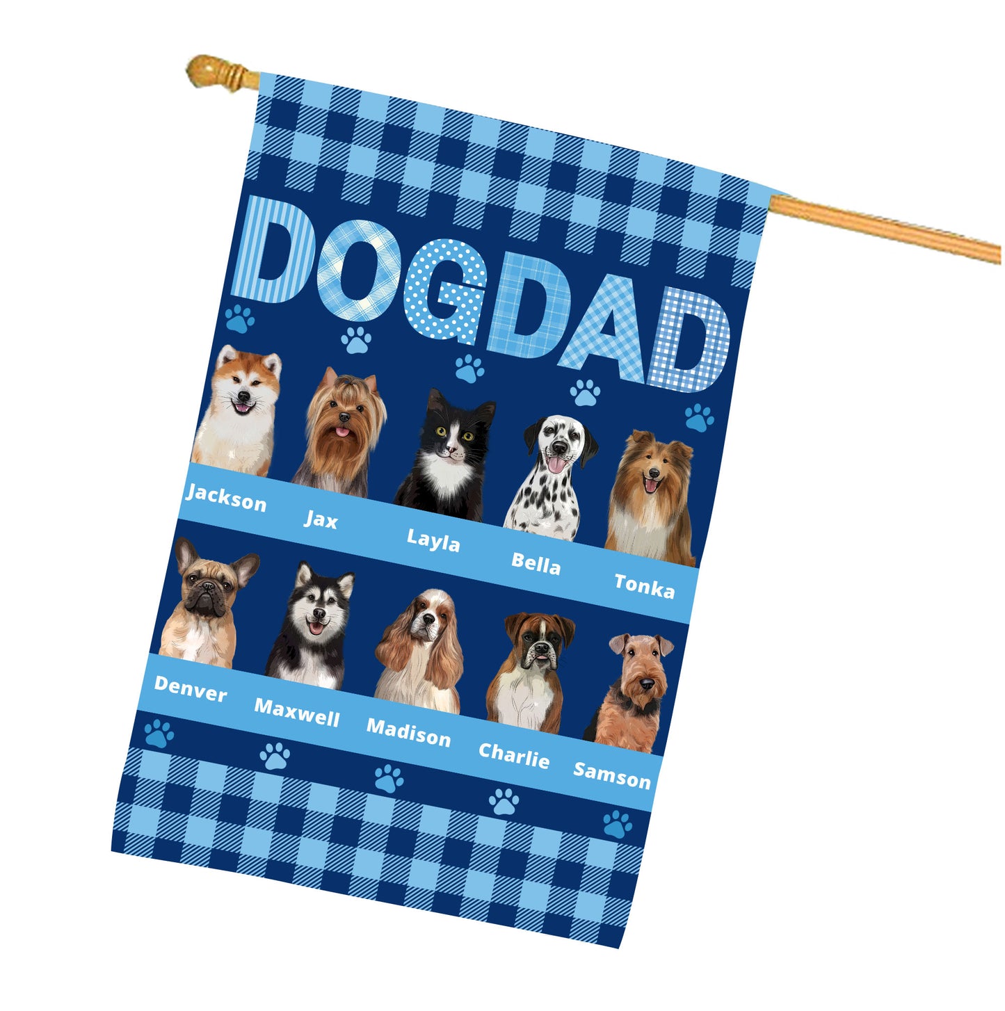 Personalized DOG DAD Dog Cat House Flag