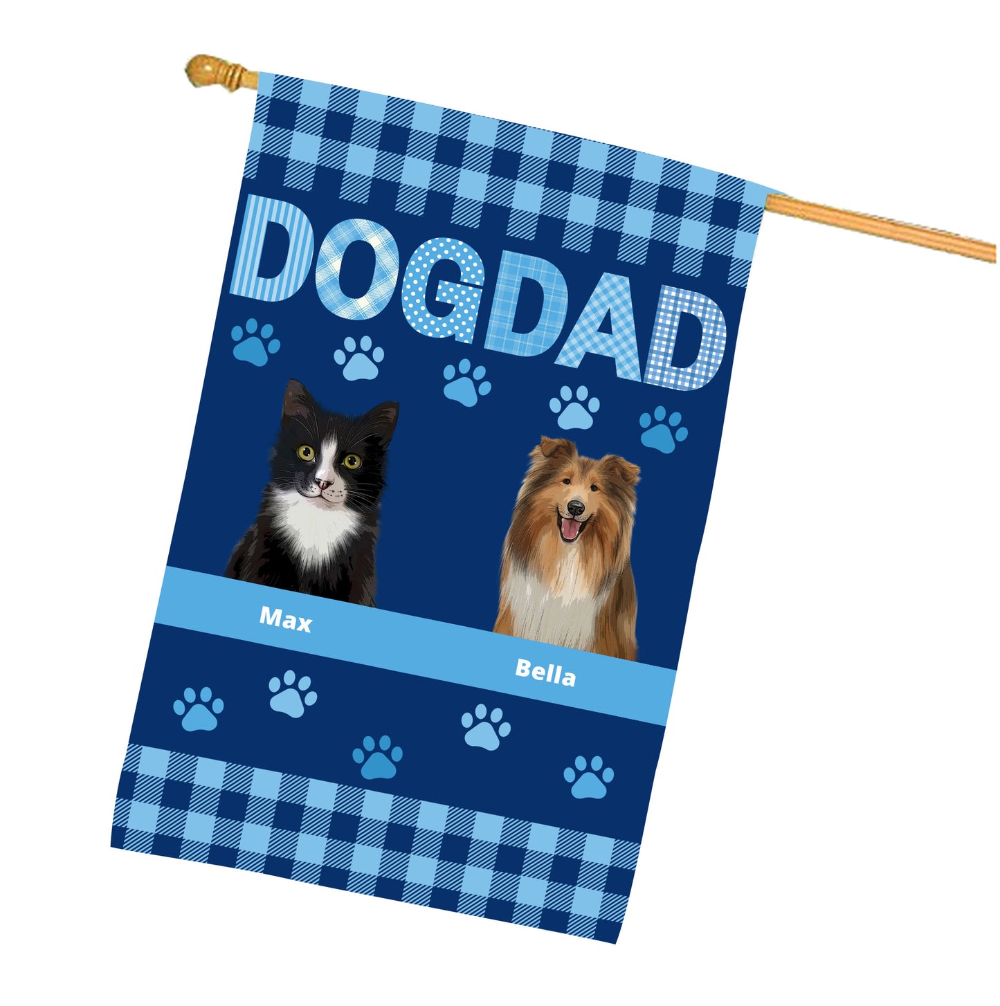 Personalized DOG DAD Dog Cat House Flag
