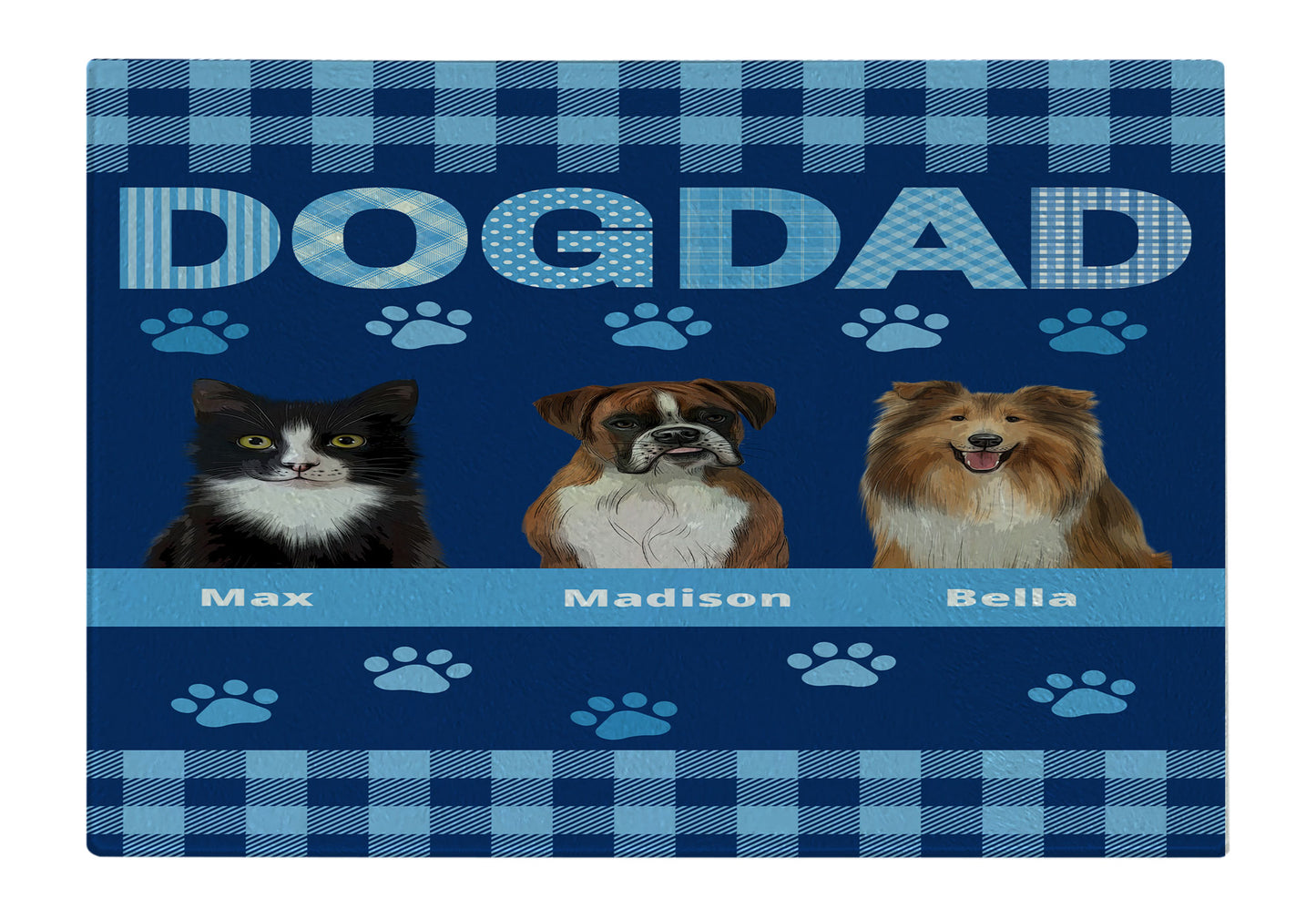 Personalized Dog DAD Cutting Board 1 to 10 Pets