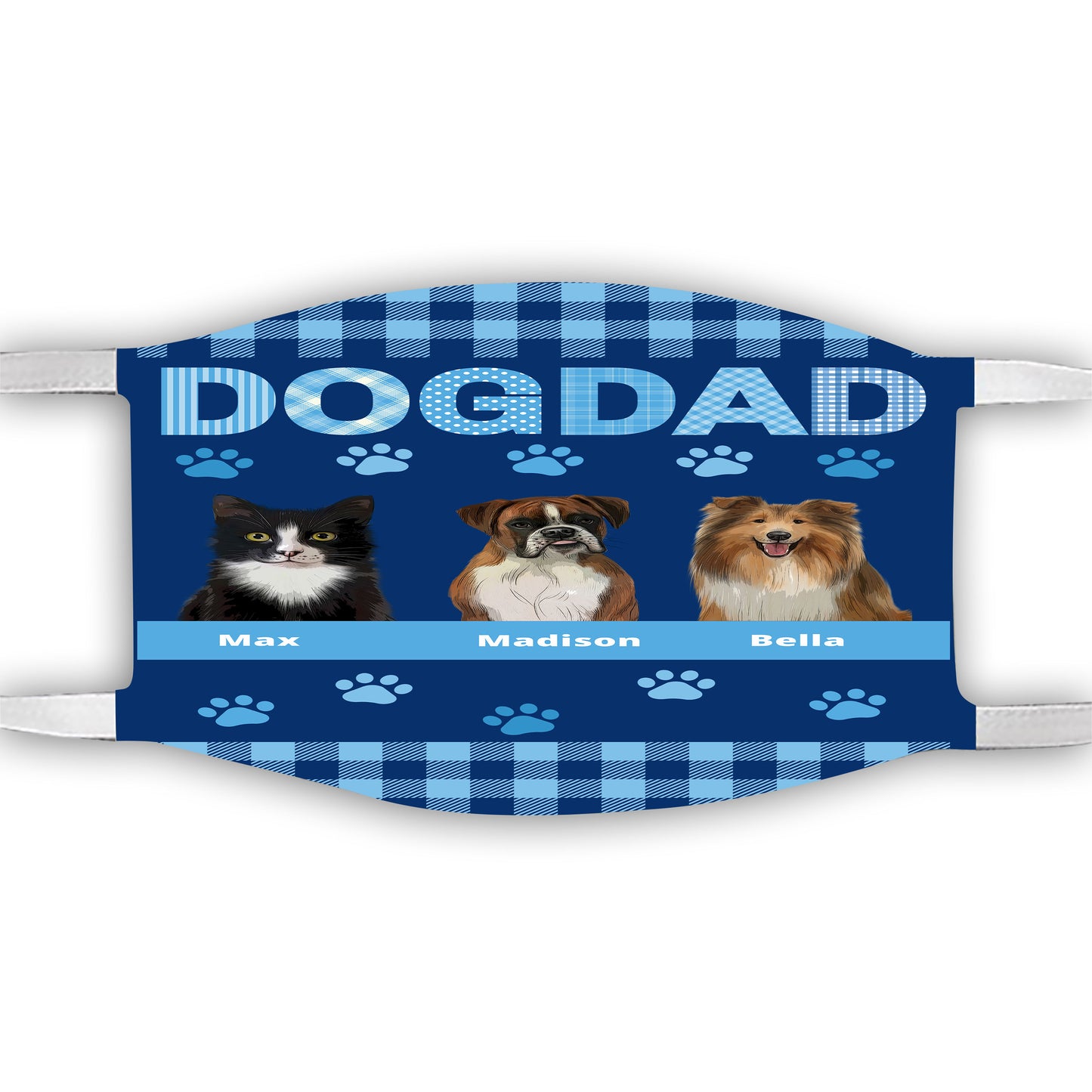 Personalized Dog Cat Pet Face Mask 1-10 Pets