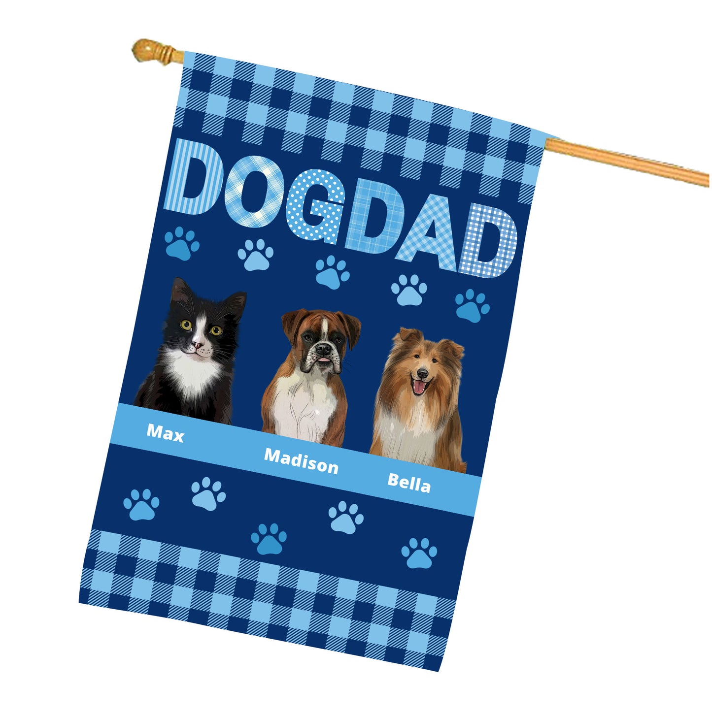 Personalized DOG DAD Dog Cat House Flag
