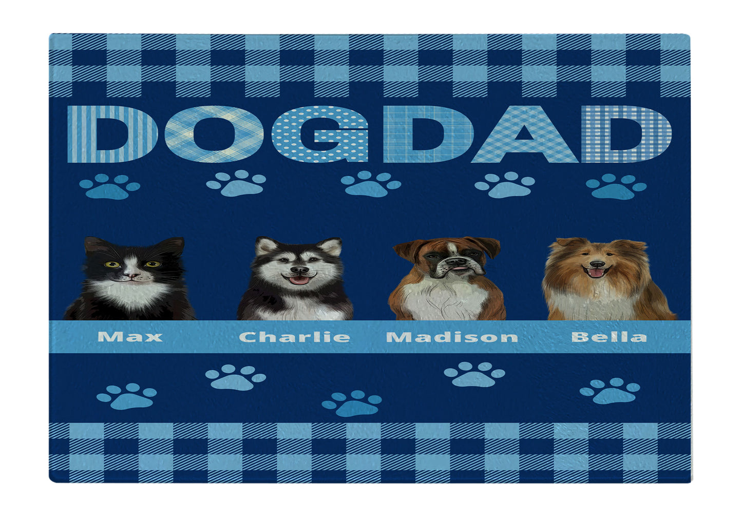 Personalized Dog DAD Cutting Board 1 to 10 Pets