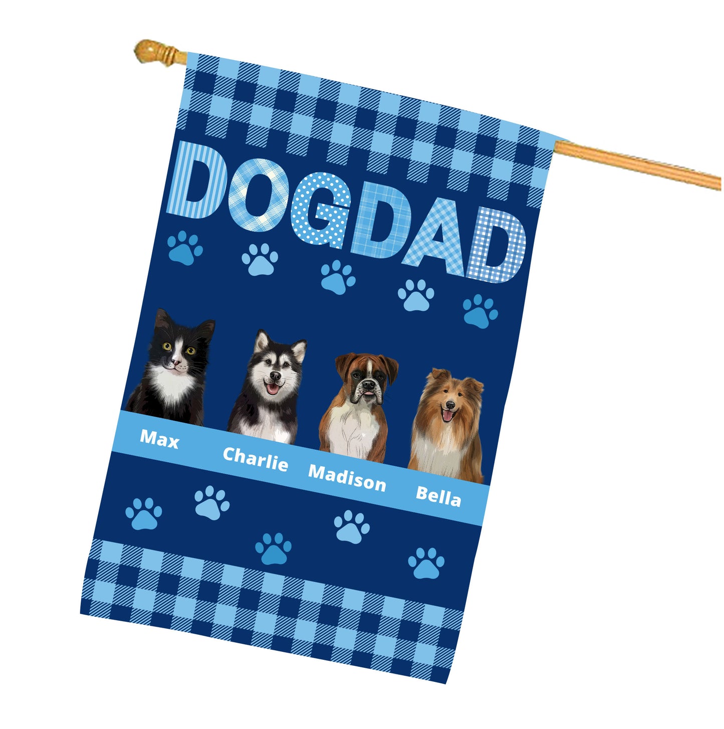 Personalized DOG DAD Dog Cat House Flag