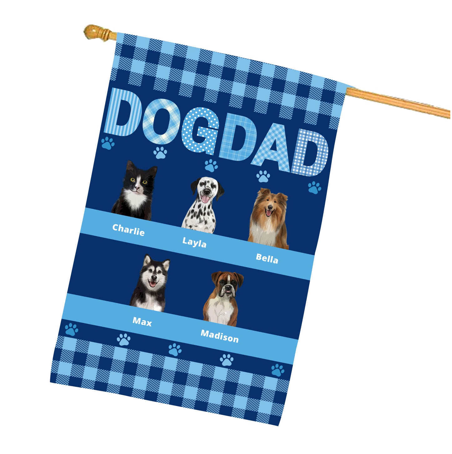 Personalized DOG DAD Dog Cat House Flag