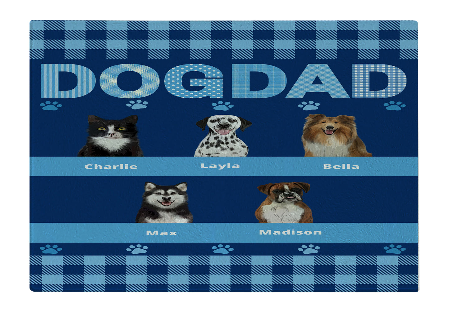 Personalized Dog DAD Cutting Board 1 to 10 Pets