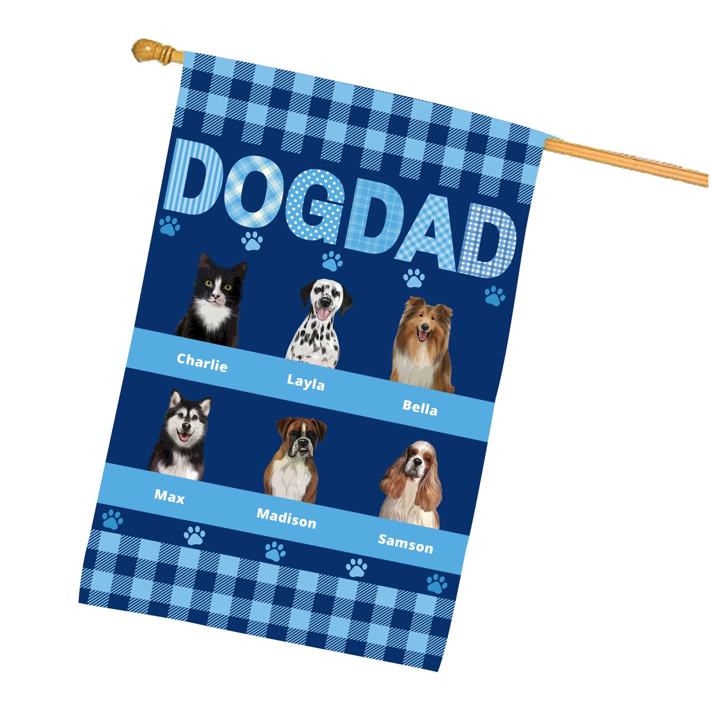 Personalized DOG DAD Dog Cat House Flag