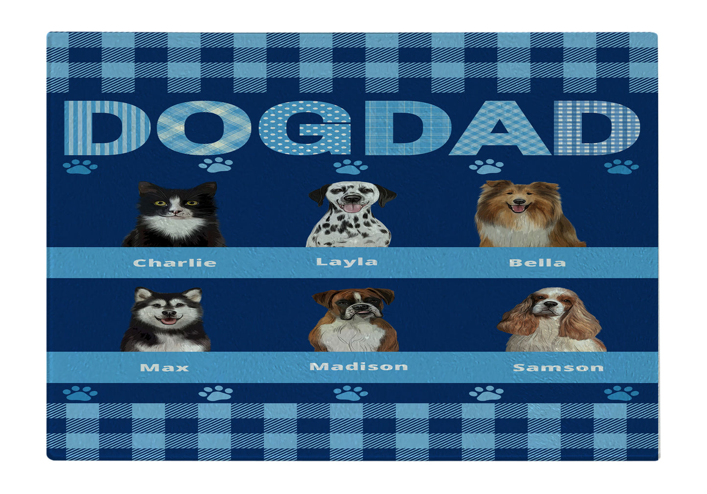 Personalized Dog DAD Cutting Board 1 to 10 Pets