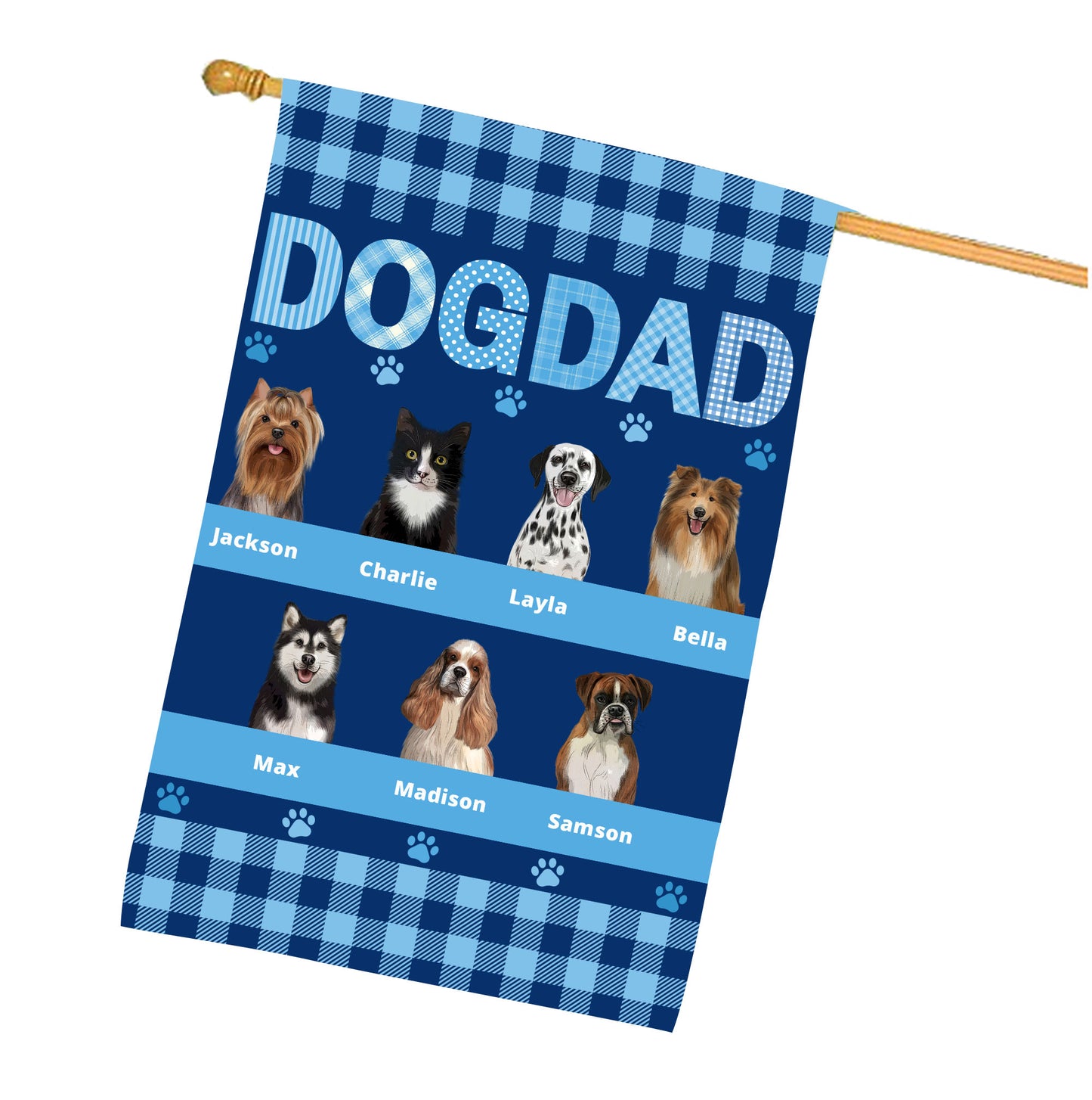 Personalized DOG DAD Dog Cat House Flag