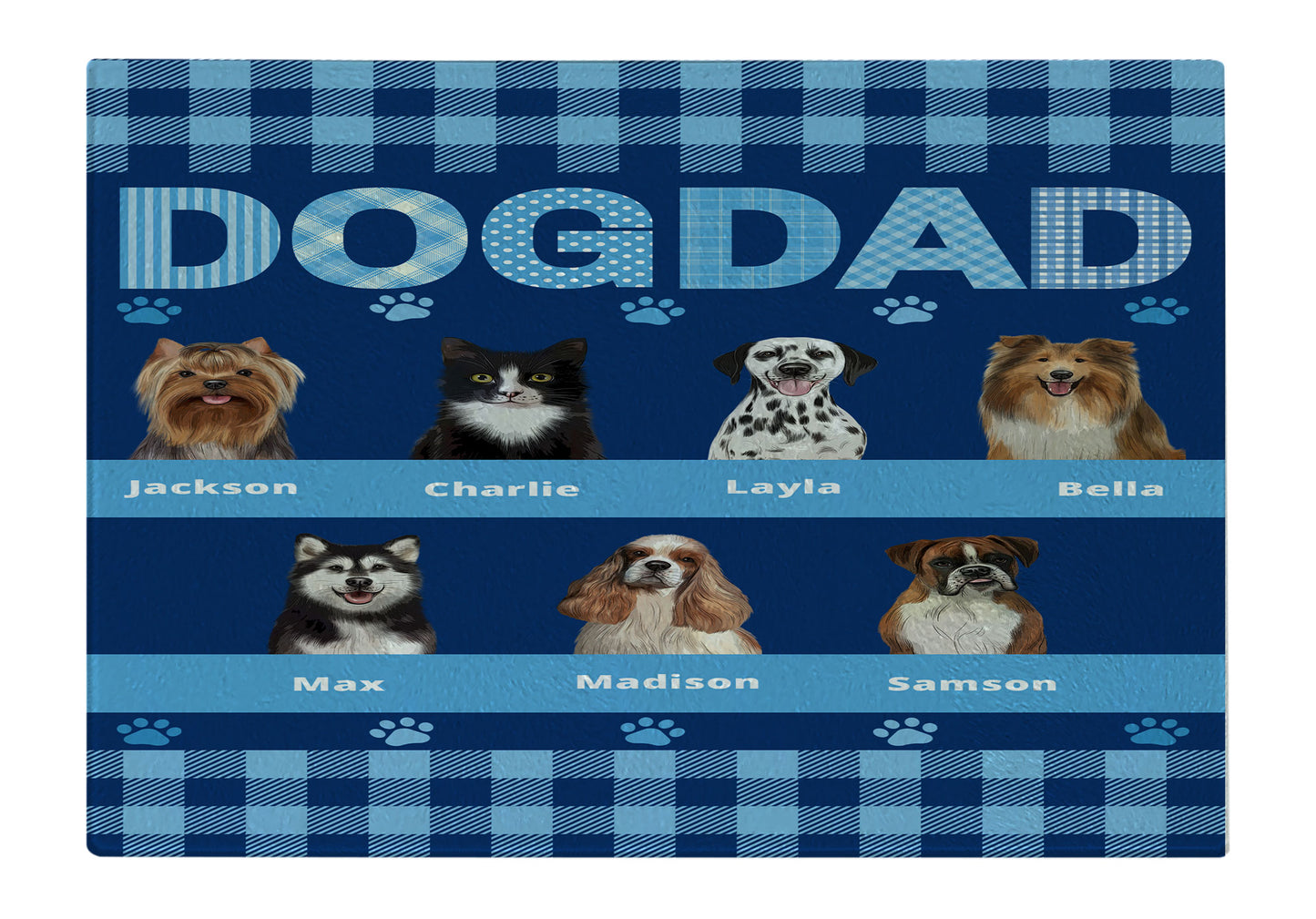 Personalized Dog DAD Cutting Board 1 to 10 Pets