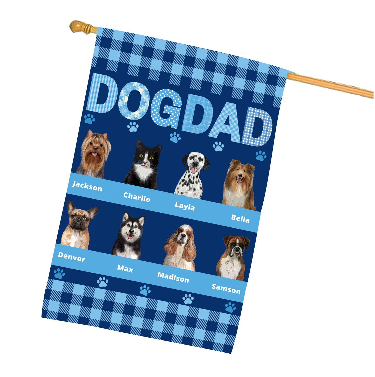 Personalized DOG DAD Dog Cat House Flag