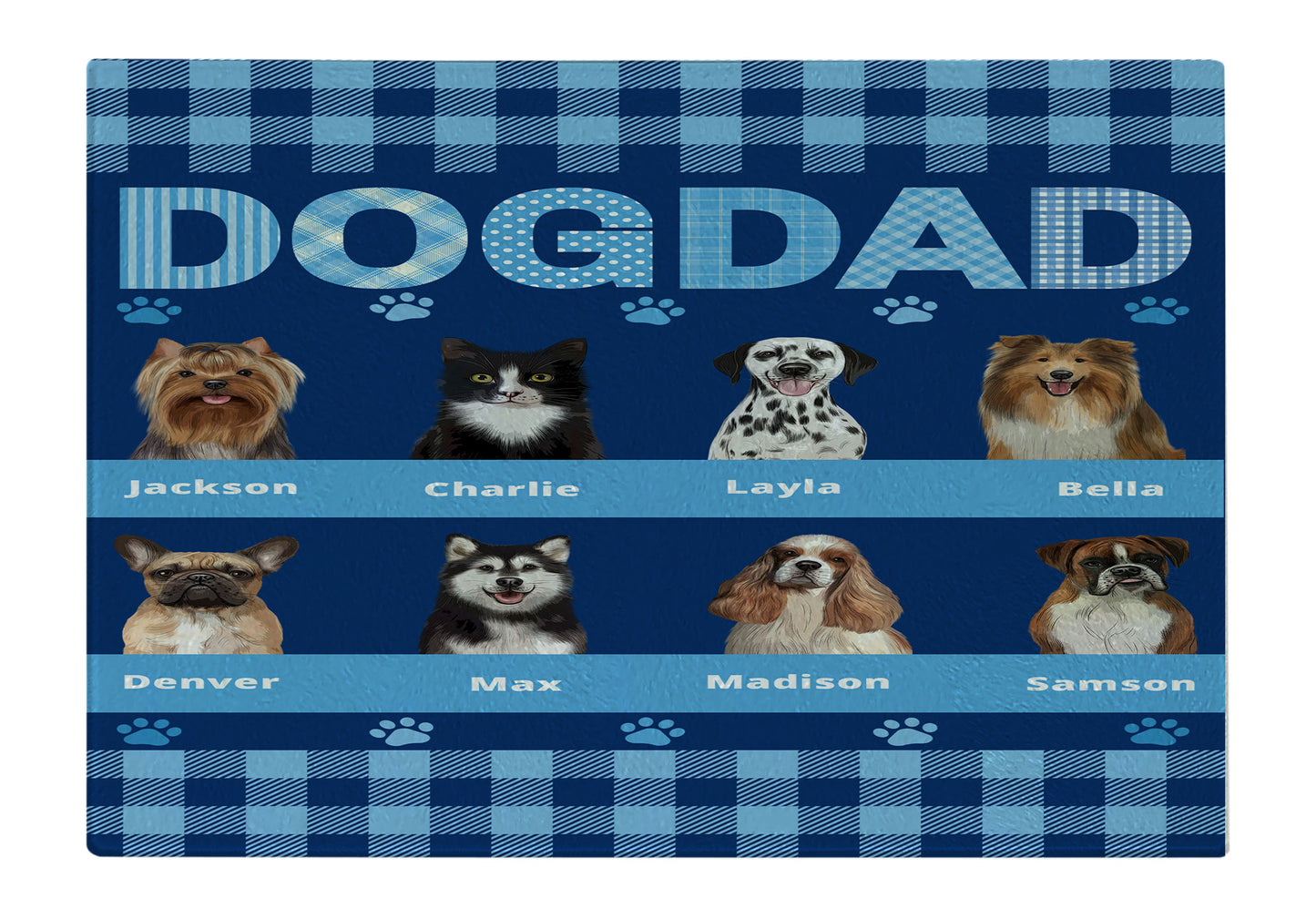 Personalized Dog DAD Cutting Board 1 to 10 Pets
