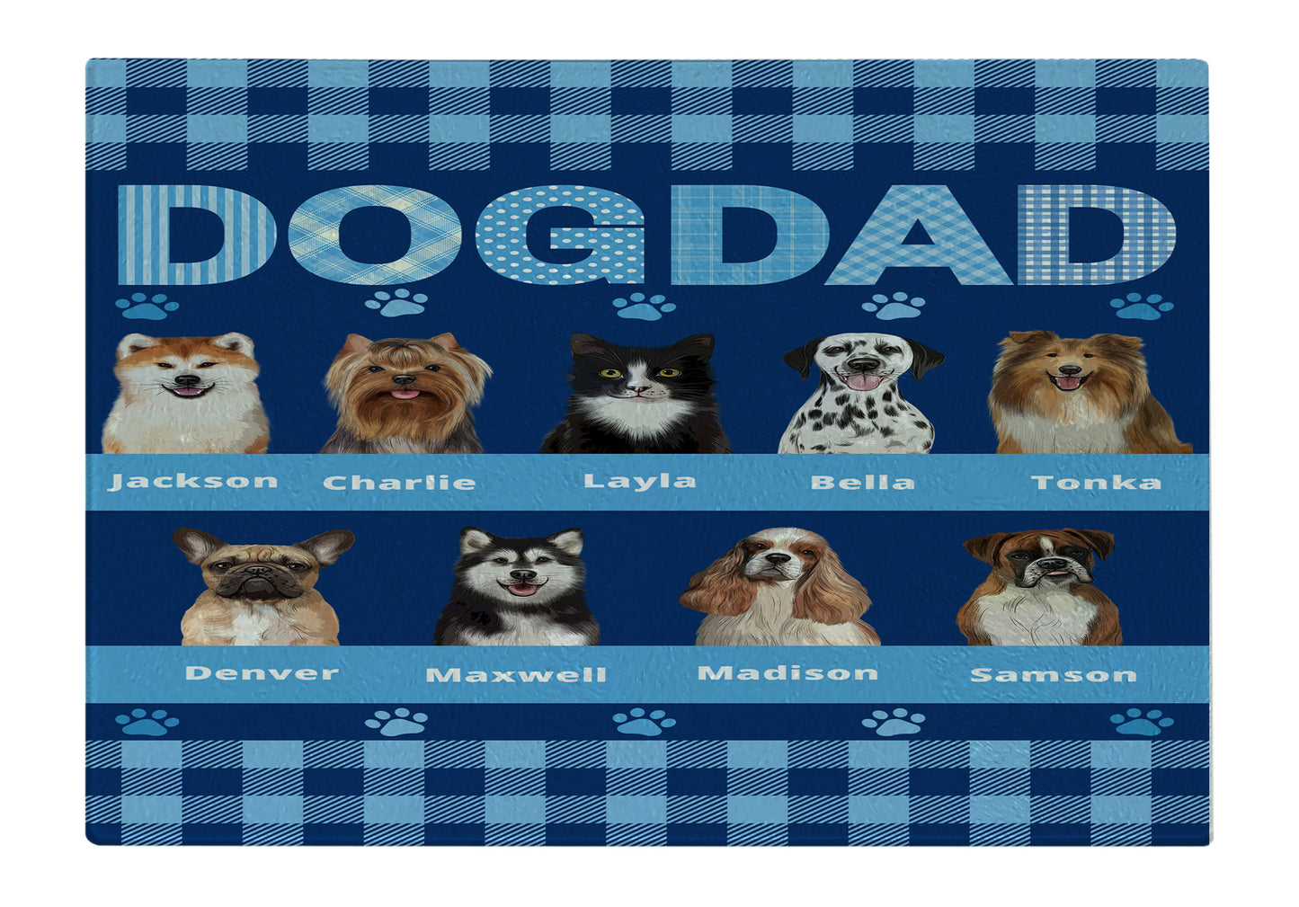 Personalized Dog DAD Cutting Board 1 to 10 Pets