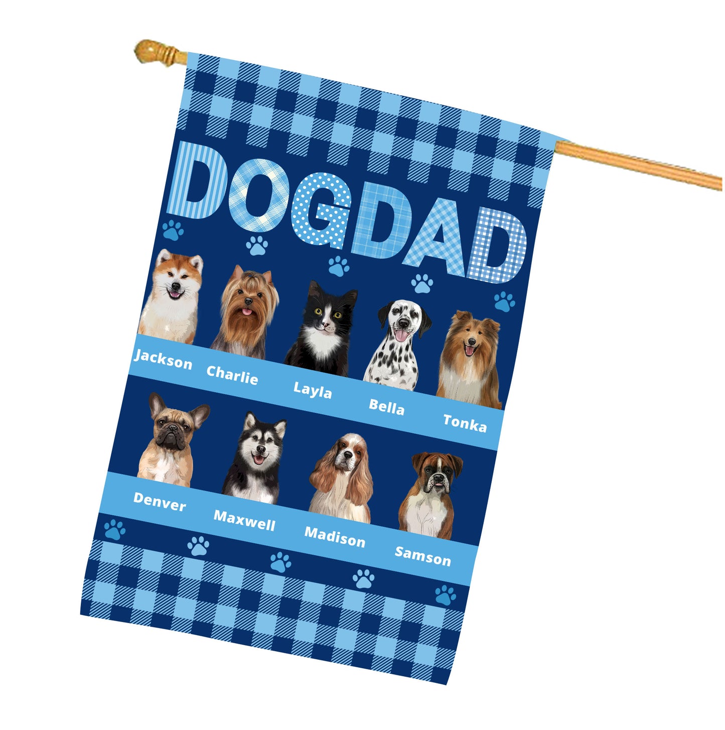 Personalized DOG DAD Dog Cat House Flag
