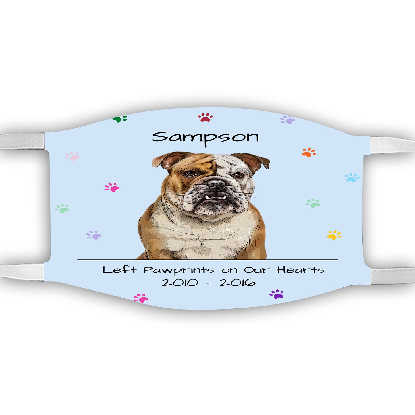 Personalized Dog Cat Pet Rainbow Pawprint Memorial Face Mask