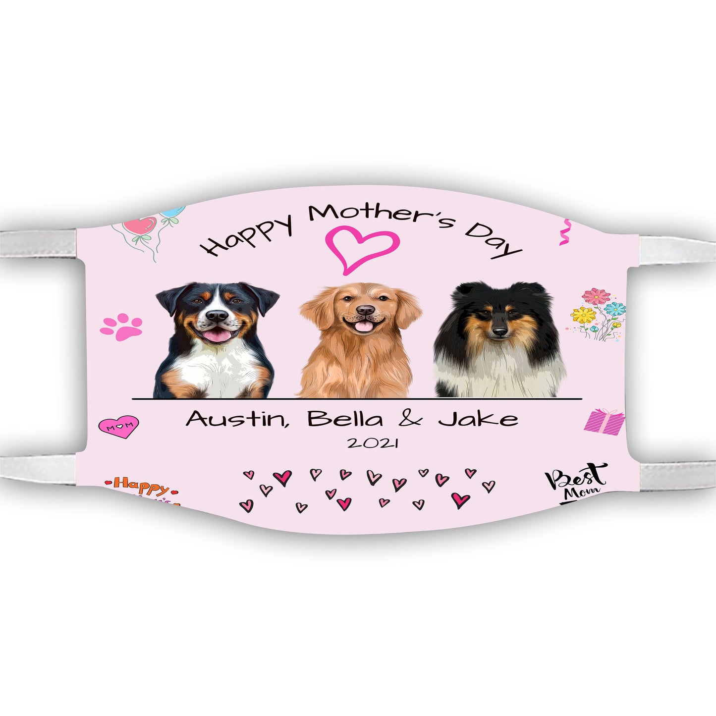 Personalized Happy Mother's Day Dog Cat Pets Face Mask