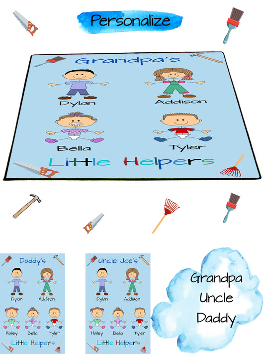 Personalized Dog Cat Pets Grandpa, Uncle, Dad, Husband or Brother's Little Helpers Floormat