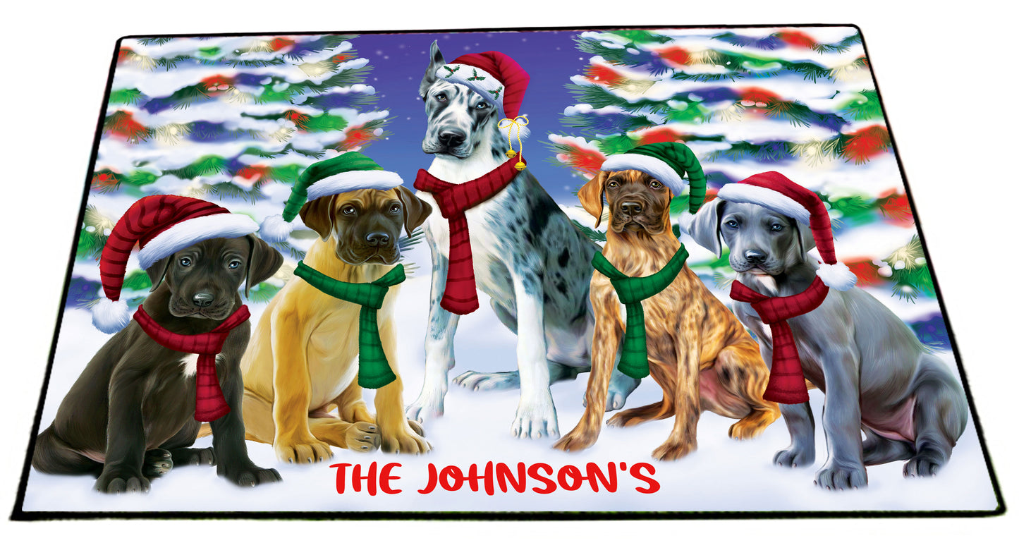 Personalized Christmas Family Portrait Floormat