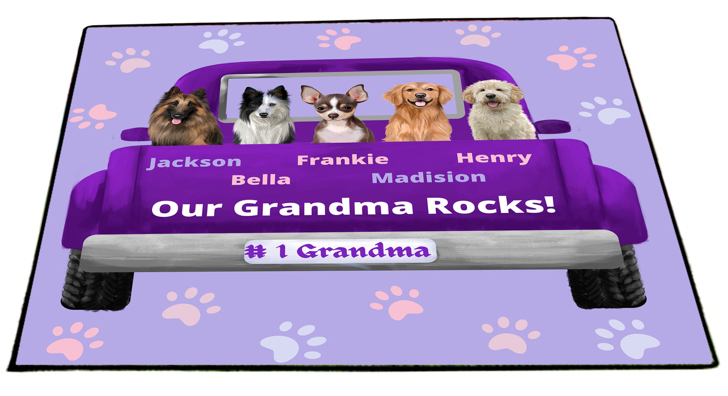 Personalized Purple Truck Dog Cat Pets Floormat 1 to 5 Pets