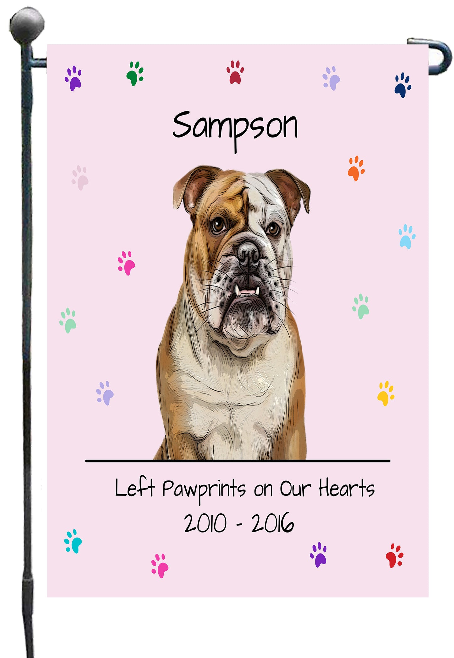 Personalized Rainbow PawPrint Dog Cat Pets Memorial Garden Flag
