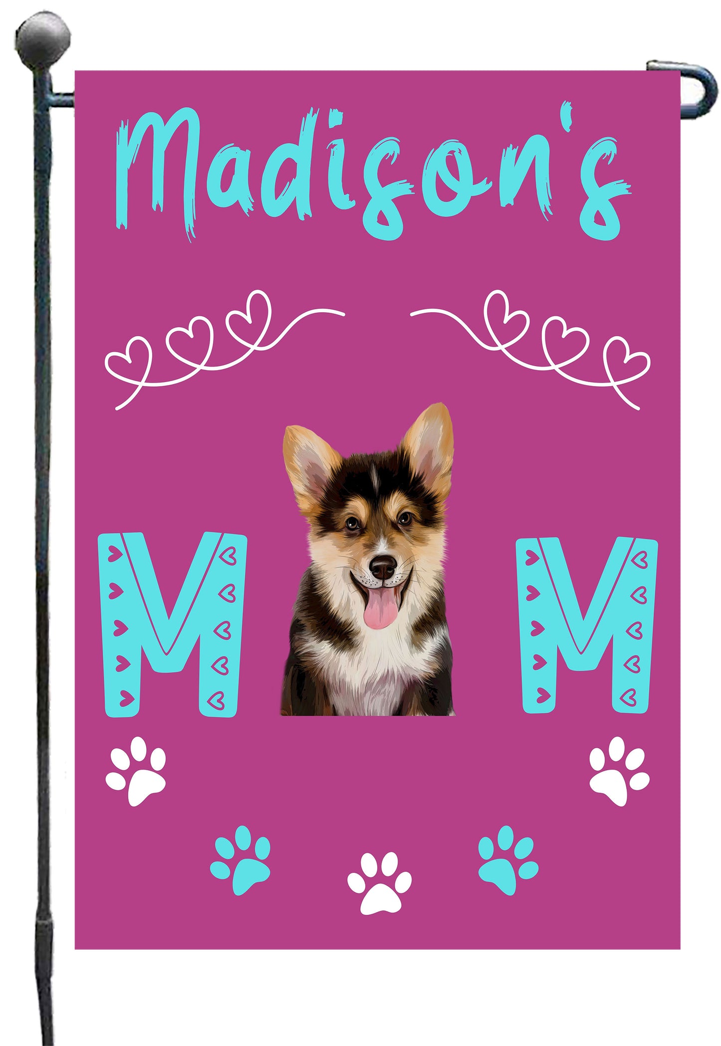 Personalized Mom's Dog Cat Pets Paw Print Garden Flag