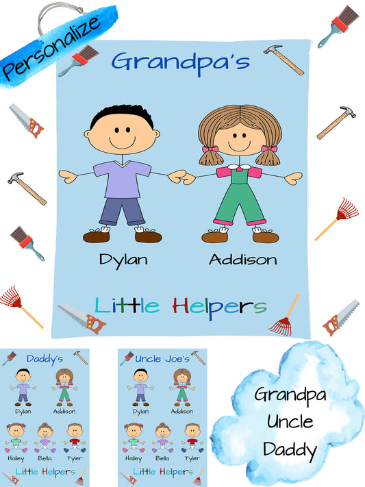 Personalized Dog Cat Pets Grandpa, Uncle, Dad, Husband or Brother's Little Helpers Gift Bag