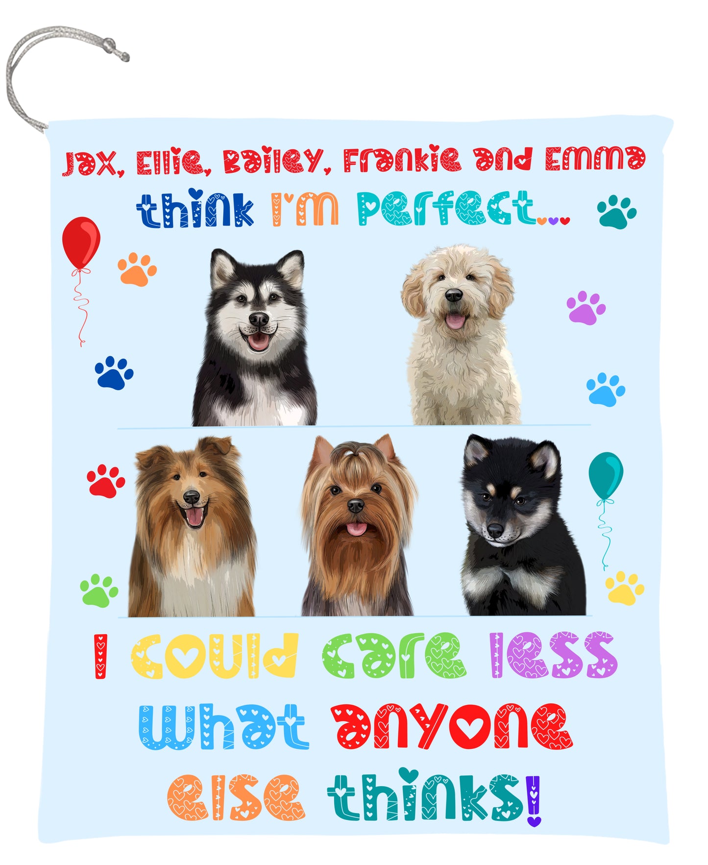 Personalized I am Perfect Images Dog Cat Pets Gift Bag 1-5 Pets