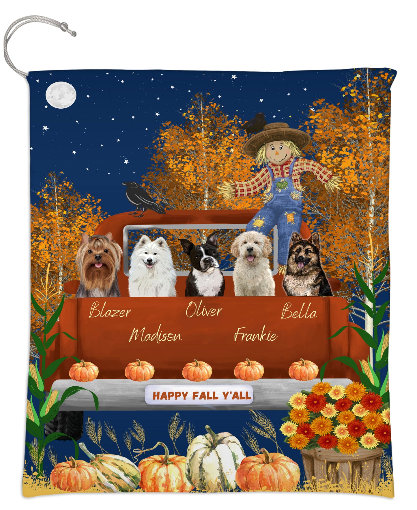 Personalized Happy Fall Y'all Dog Cat Pets Gift Bag 1-5 Pets