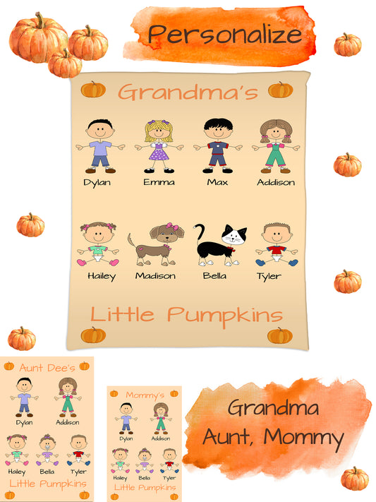 Personalized Dog Cat Pets Grandma, Aunt, Mom, Wife or Sister's Little Pumpkins Gift Bag