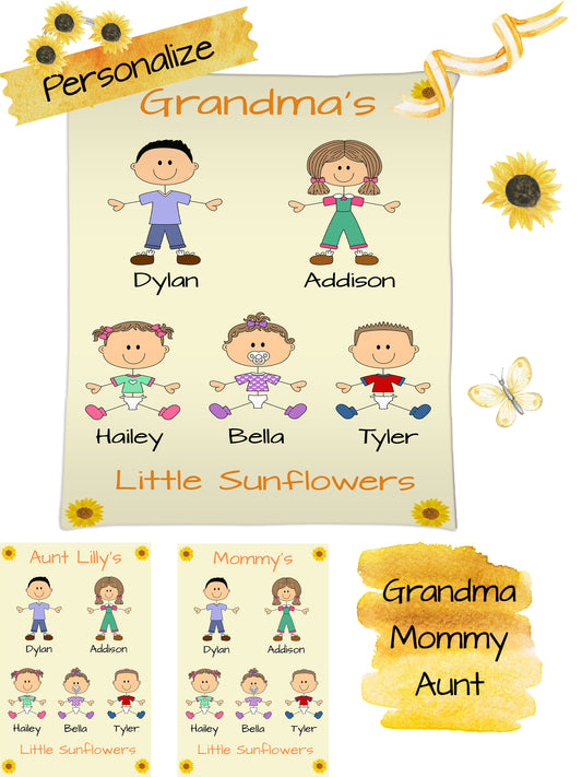 Personalized Dog Cat Pets Grandma, Aunt, Mom, Wife or Sister's Little Sun Flowers Gift Bag