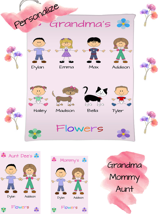 Personalized Dog Cat Pets Grandma, Aunt, Mom, Wife or Sister's Flowers Gift Bag