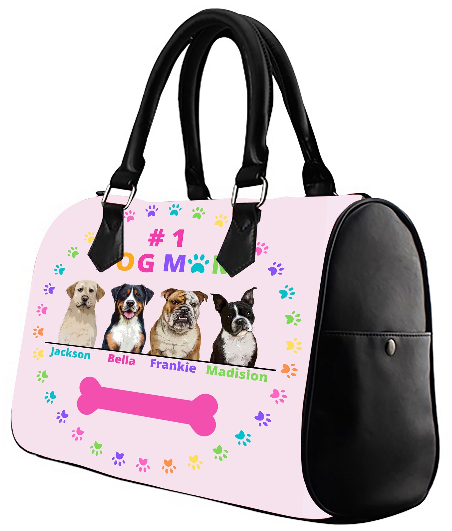 Personalized Dog Cat Pet #1 MOM  Boston Handbag 1-4 Pets