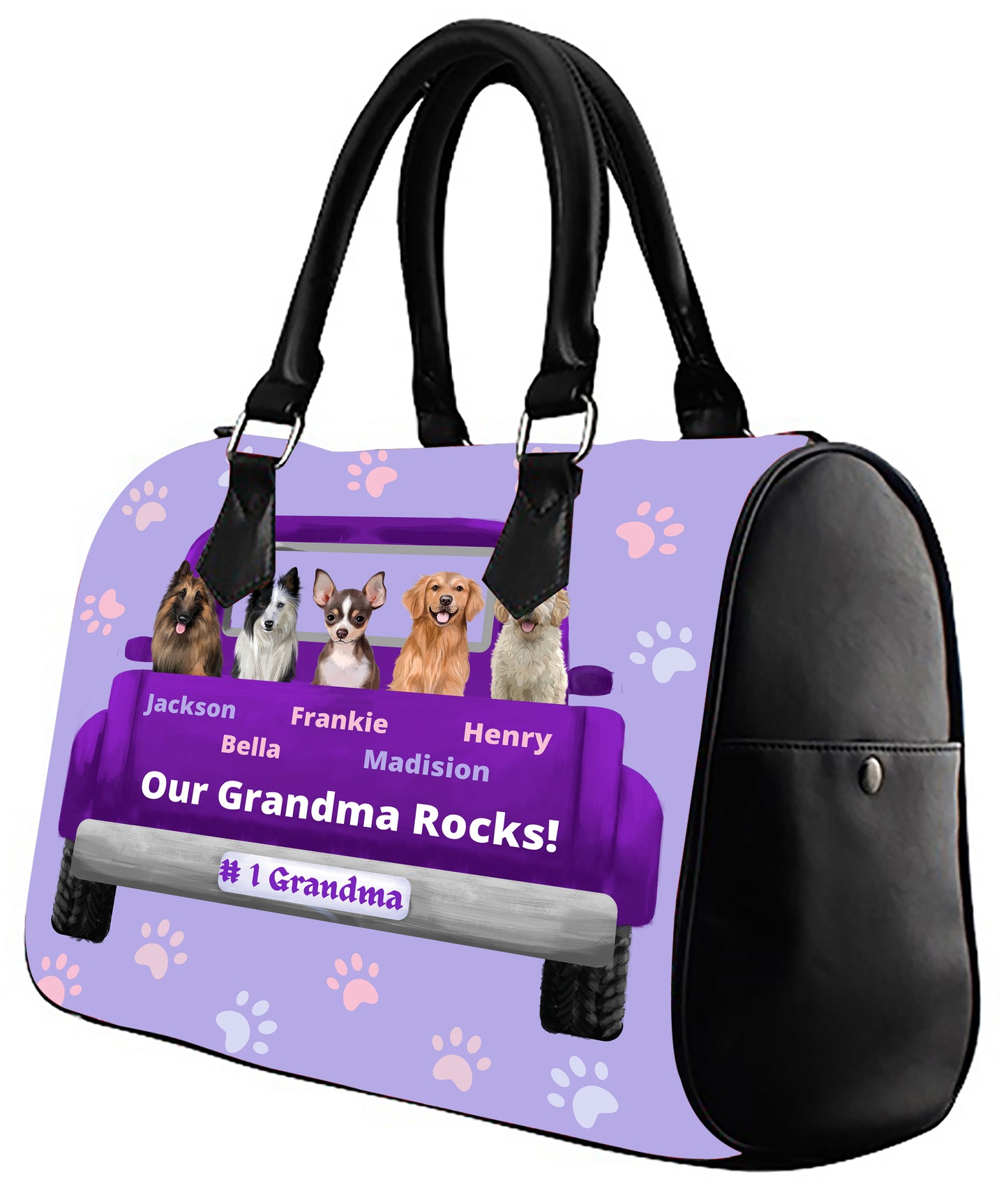 Personalized Purple Truck To Dog Cat Pets Boston Handbag 1-10 Pets