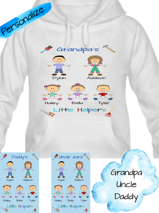 Personalized Dog Cat Pets Grandpa, Uncle, Dad, Husband or Brother's Little Helpers Men's Hoodie