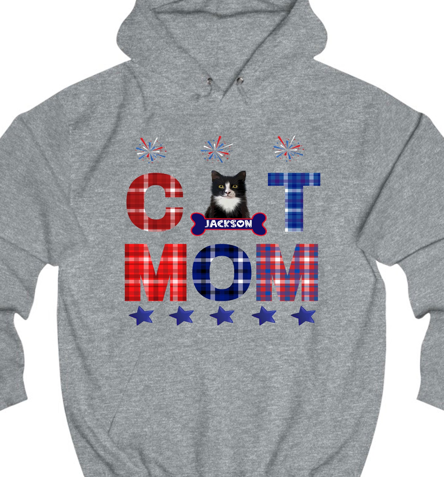 Personalized Patriotic Cat Mom Hoodie